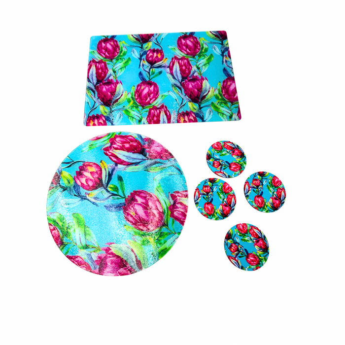 Custom Glass Platter and Coaster Bundles