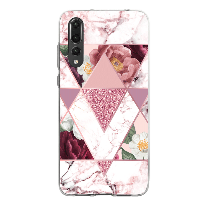 Hey Casey! Marble Floral Phone Case for iPhone Samsung Huawei